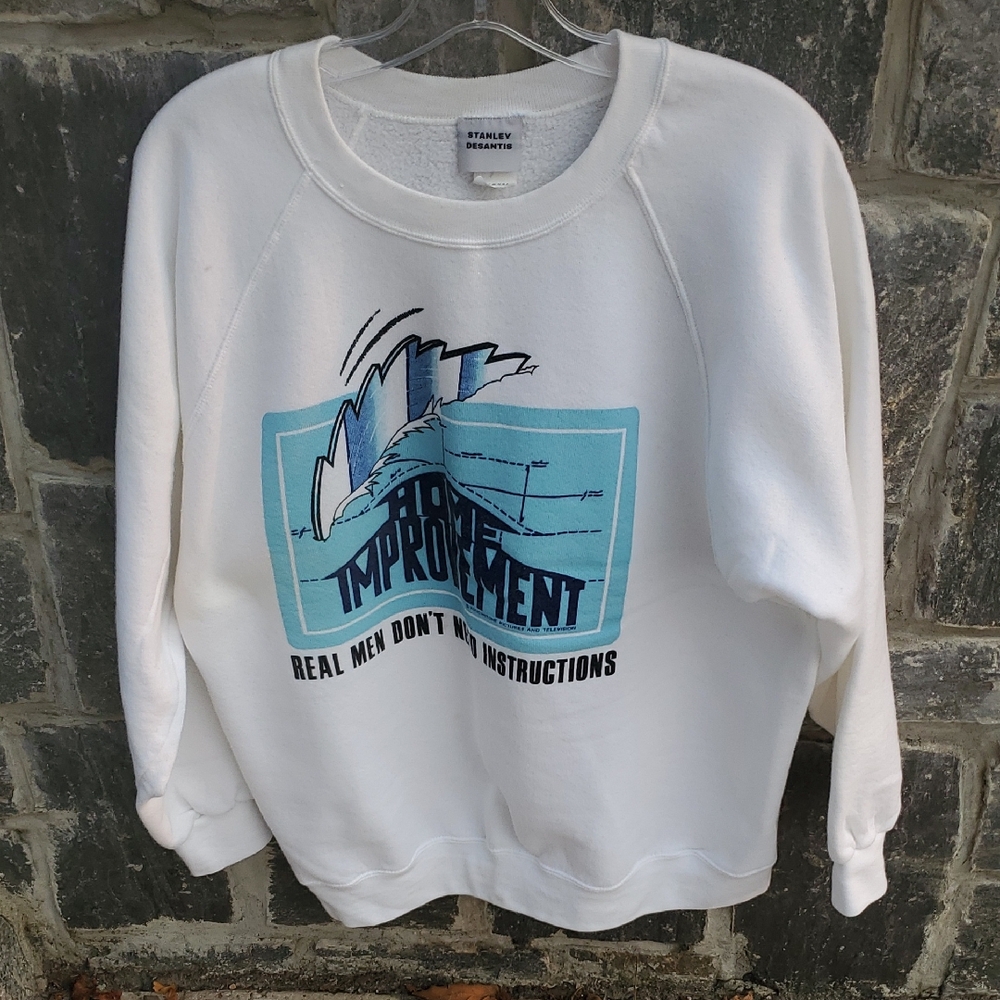 Stanley DeSantis Vintage White Home Improvement Sweatshirt Men's Large